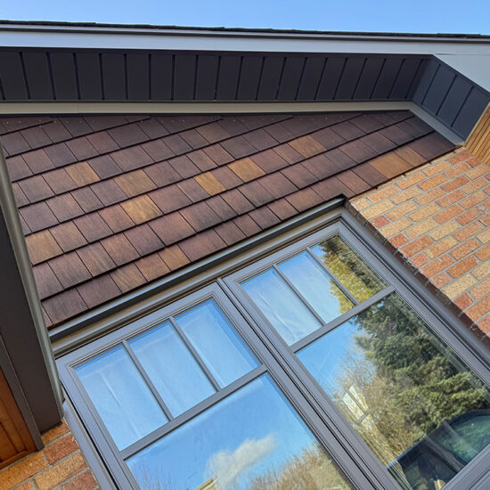 Gable end with cedar siding