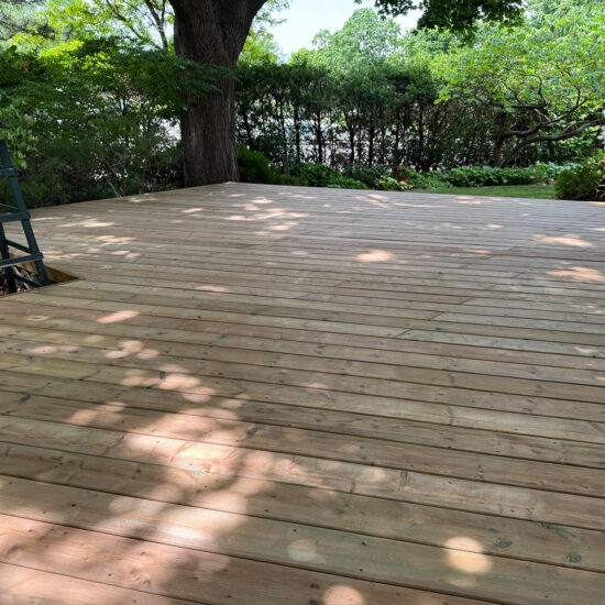 New deck resurfacing to revive a tired and peeling existing space. Guelph Ontario