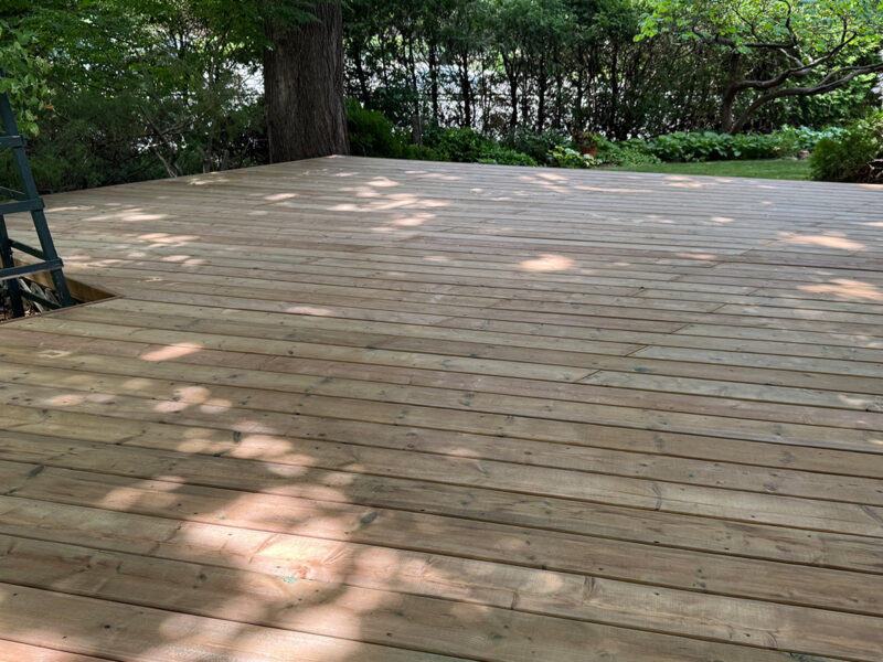 New deck resurfacing to revive a tired and peeling existing space. Guelph Ontario
