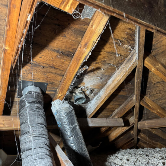 Dryer vent disconnect and failure in an attic space